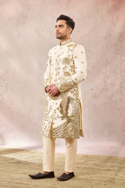 Ivory Bagh E Bahar Sherwani Set